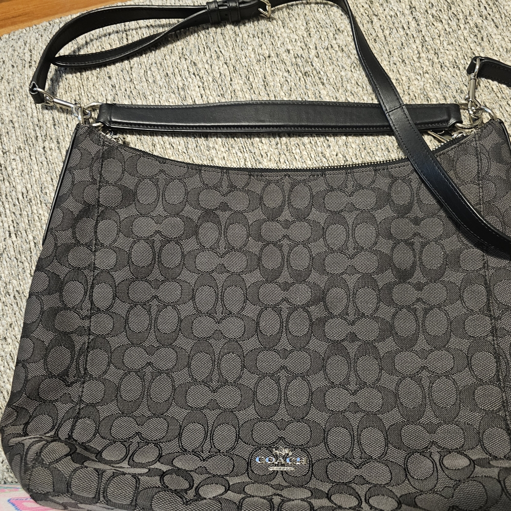 Coach Black and Gray Monogram Shoulder Bag